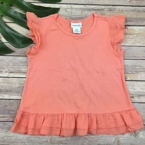 Naartjie Girls Coral Orange Ruffle Trim Top